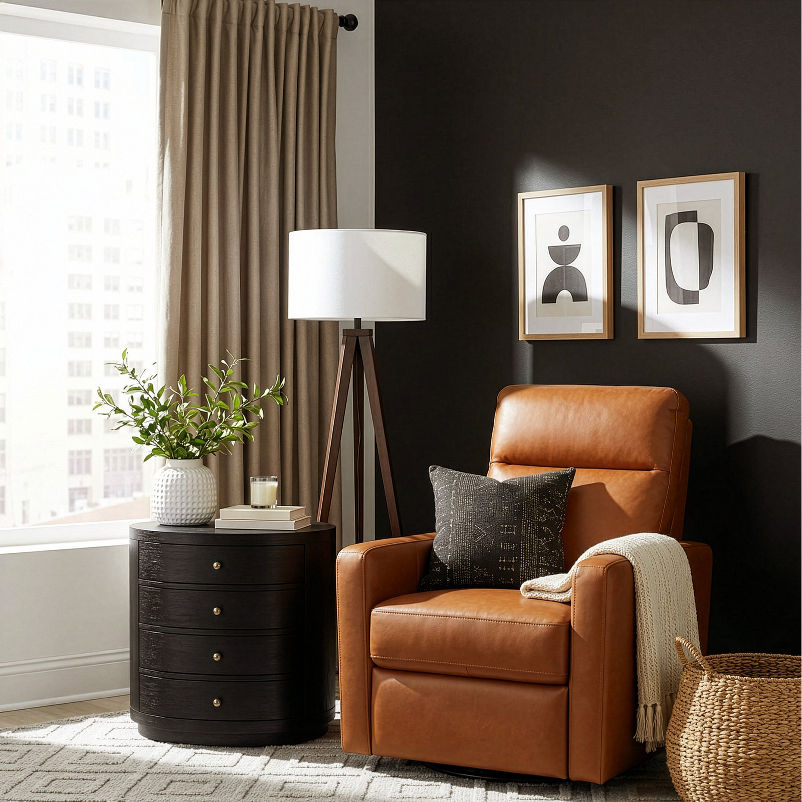 Celine 4-Drawer Acacia Nightstand, Antique Coffee