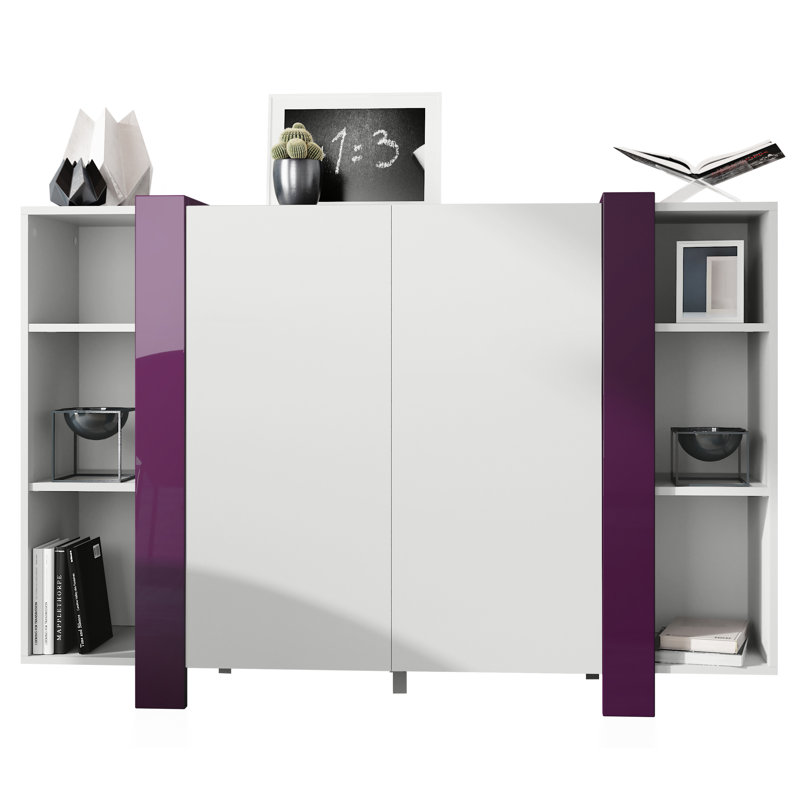 Lucea 149cm Sideboard, White Matt/Blackberry High Gloss
