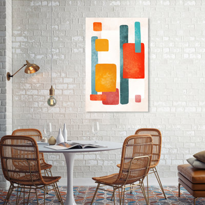 Abstract Blue And Orange Love, Scandinavian Orange by Oliver Gal - Graphic Art on Canvas