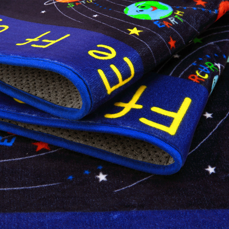 Tapis bleu Star Star pour chambre d'enfant, Rond 4 pi