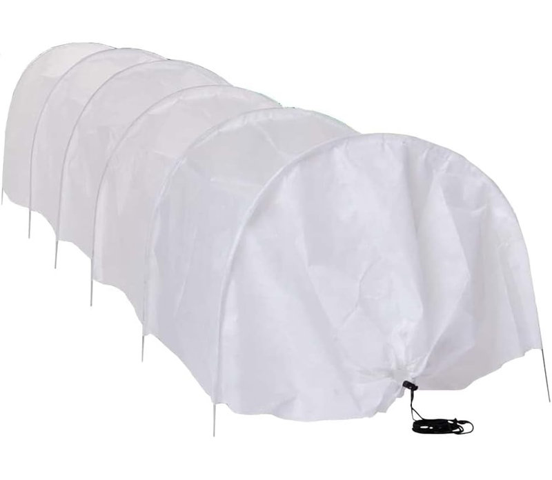 Fleece Greenhouse Grow Tunnel 3m Plant Protection Cover with Steel Hoops Drawstring Ends Breathable Frost Pest Bird Protection Garden Cloche