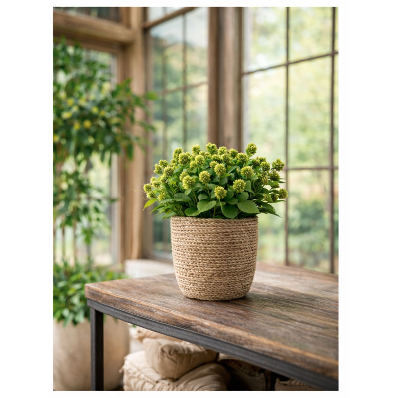 Faux Greenery Arrangement in Textured Jute Pot