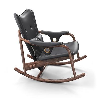 Retro Bedroom Faux Leather Casual Rocking Chair