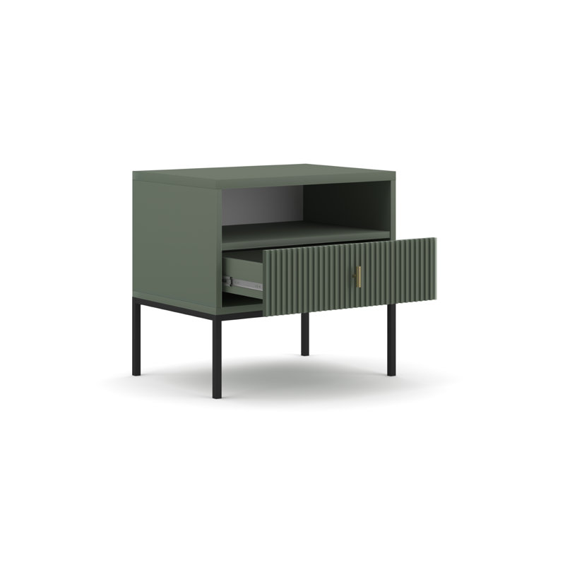 MAGGIORE 54cm W Bedside Table, Green/Black