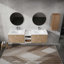 Meuble-lavabo mural avec lavabo et armoire latérale, portes à fermeture en douceur-450912708
