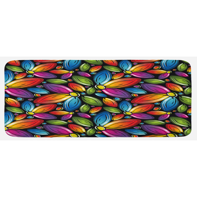 Tapis de cuisine multicolore d'inspiration rétro multicolore