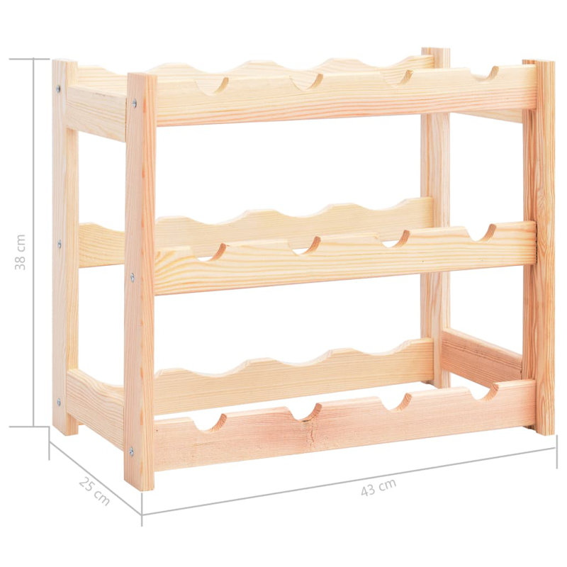 Tingley Solid Wood Floor Wine Bottle Rack in Brown