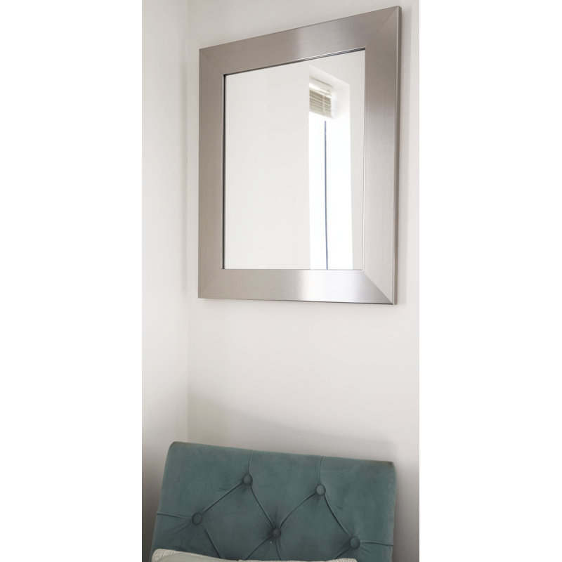 Modern Flat Wall Mirror, Silver, 25.5" H x 21.5" W