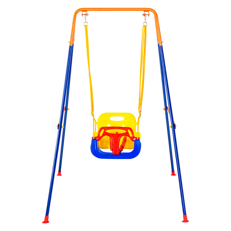 Ensemble de balançoire en métal et en plastique avec glissoire, balançoires à ceinture et auvent - sécuritaire, robuste et portable pour les enfants de 3 à 8 ans