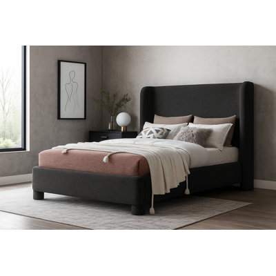 Ivyann Upholstered Unfinished Wingback Bed