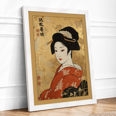 Woman In Red Kimono Japandi - Print