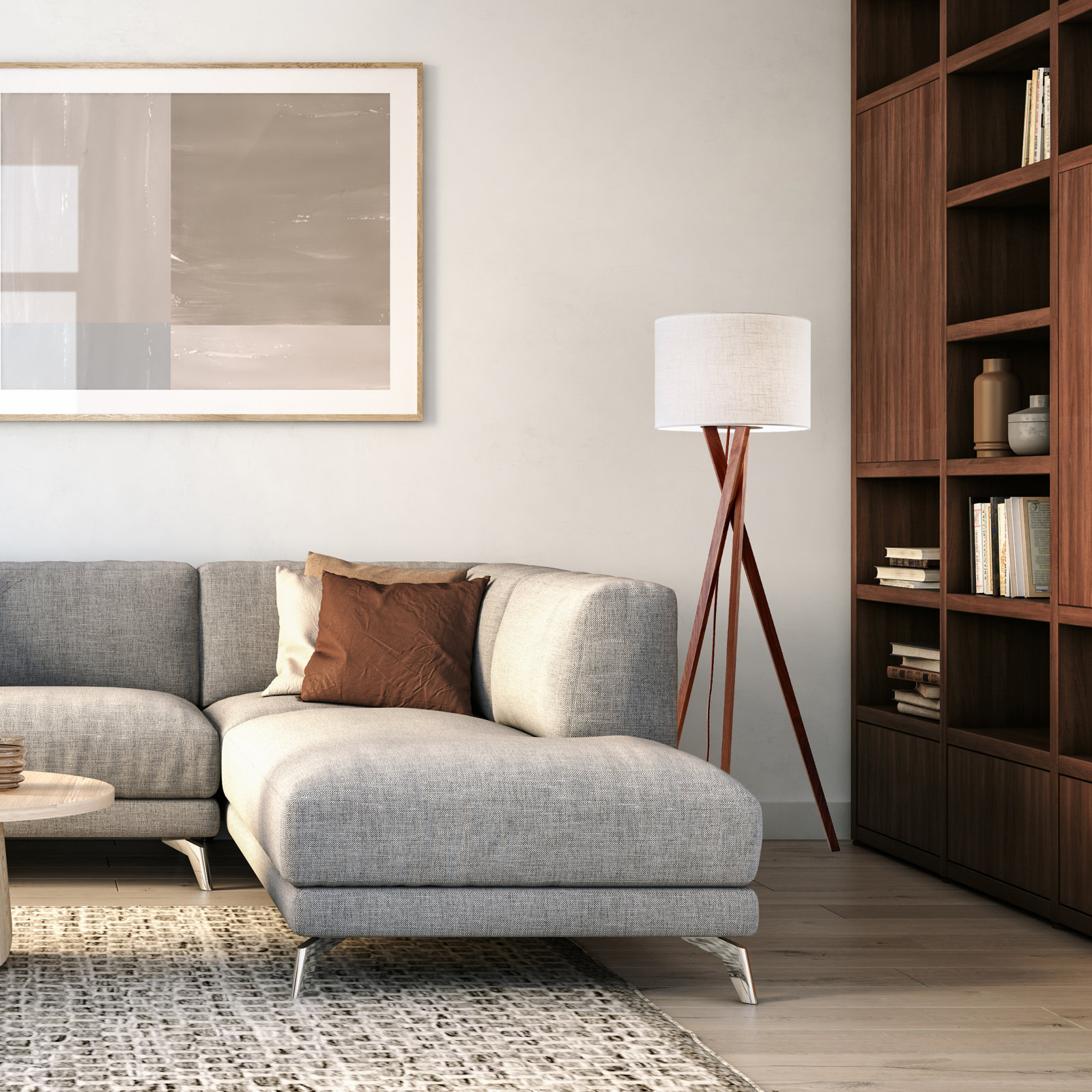 Harcourt 63'' Solid Wood Floor Lamp, Light Walnut