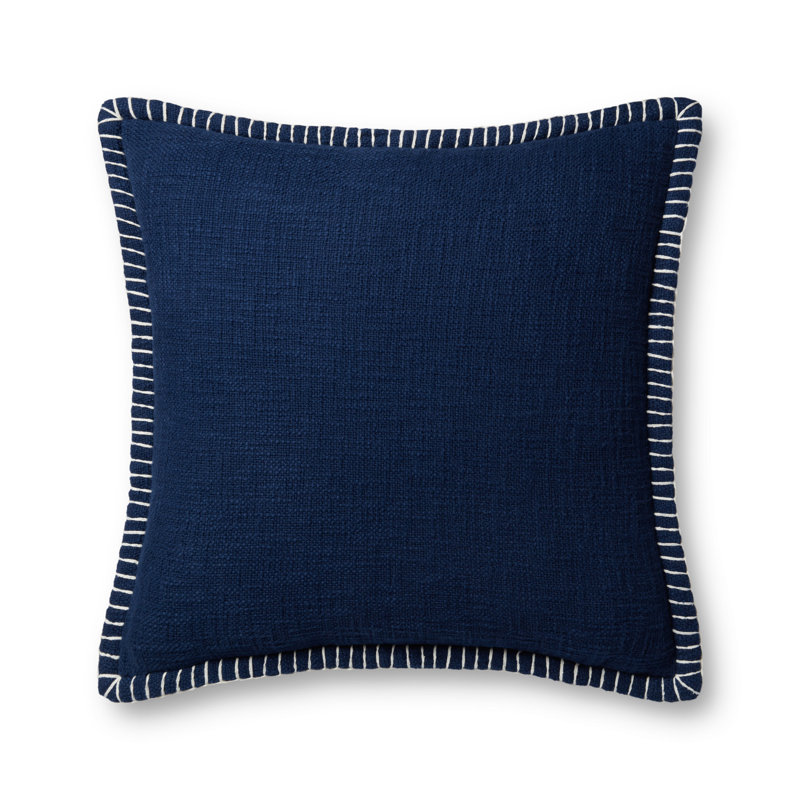 Coussin Fernande, Polyester/ Bourre en polyester, Bleu marine, H 22 po x l 22 po x P 6 po