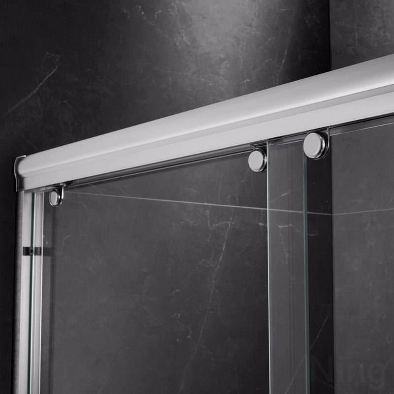 Door Sliding Opening Frameless Design Shower Door With Tempered Glass, Brushed Nickel