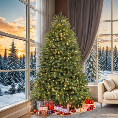 Arbre de Noël artificiel en épinette de 6 pi, arbre de Noël vert, arbre saisonnier, arbre des Fêtes avec branches denses et lumières pré-enfilées