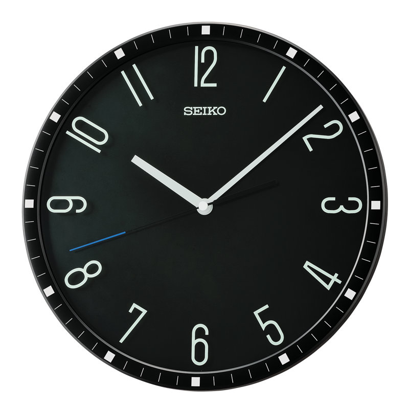 QXA818KRH Wall Clock, Black, Black