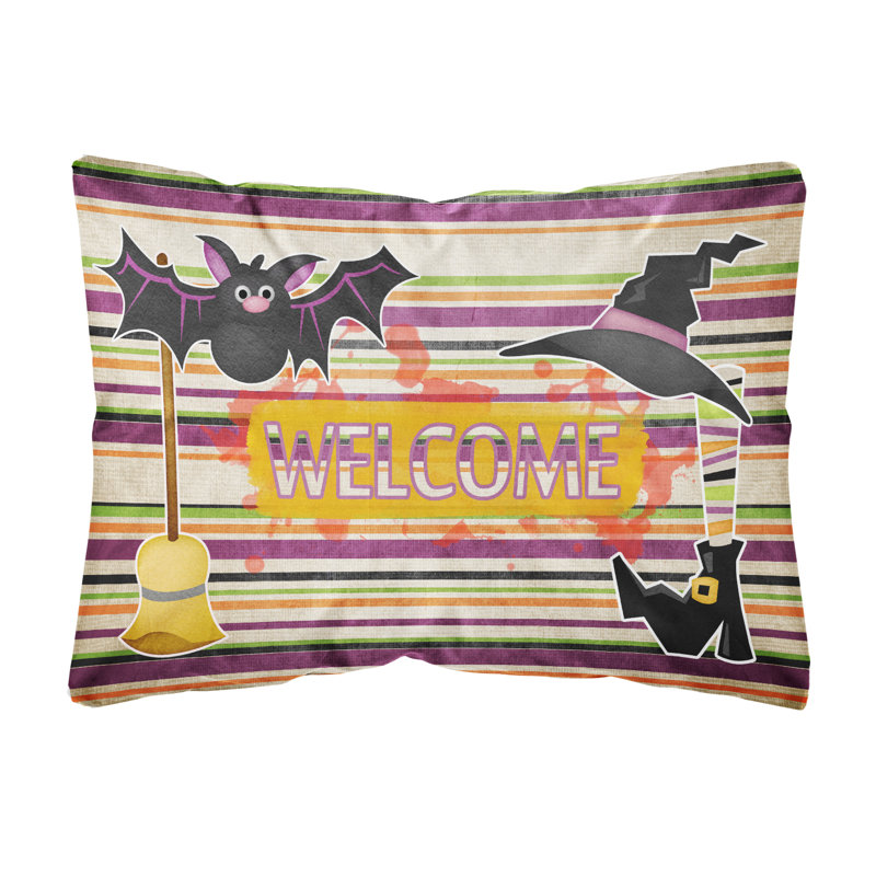 Coussin décoratif intérieur/extérieur à carreaux et balais sur rayures
