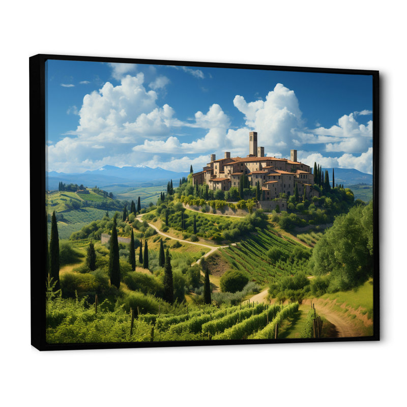 Italy San Gimignano II On Canvas Print, 34" H x 44" W x 1.5" D, Black Floater Framed