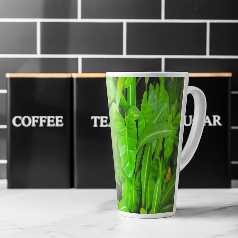 Abstract background of leaves Designer Latte Mug