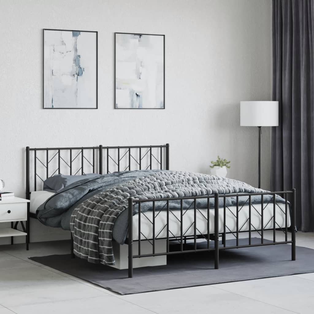 VIDAXL Metal Bed Frame Black 156cm - Image 3