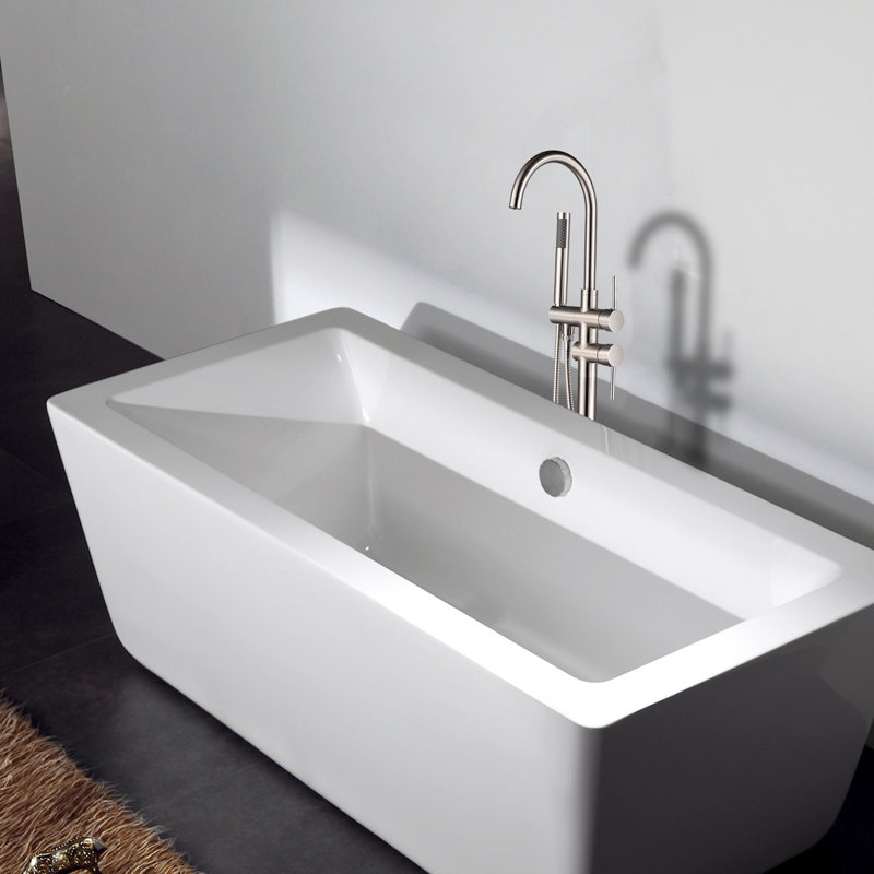 Robinet de baignoire autoportant moderne avec douche à main et finition longue durée