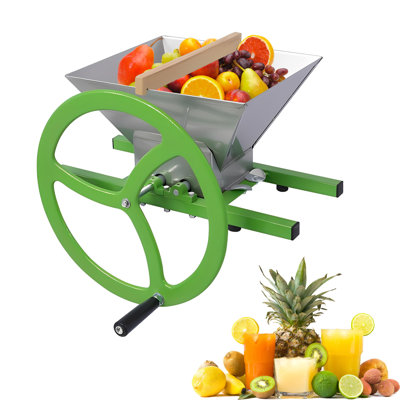 7L Manual Fruit Crusher Grinder, Stainless Steel Apple Grinder Scratter, 304 SS for Cider, Wine Making & Home Brewing