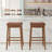 29" Bar Height Bar Stools Set of 2, Backless Saddle Bar Stools with Faux Leather Seat-1067177638