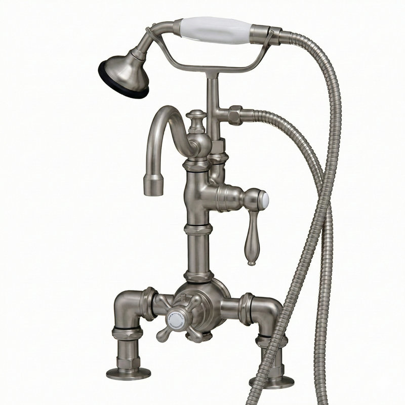 Robinet de baignoire thermostatique à fixation sur plateau avec déviateur par Strom Living, Nickel mat