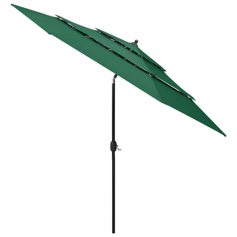  Parasol rond en aluminium thermolaqué inclinable, H 95,7 po x l 118,1 po x P 118,1 po, Vert