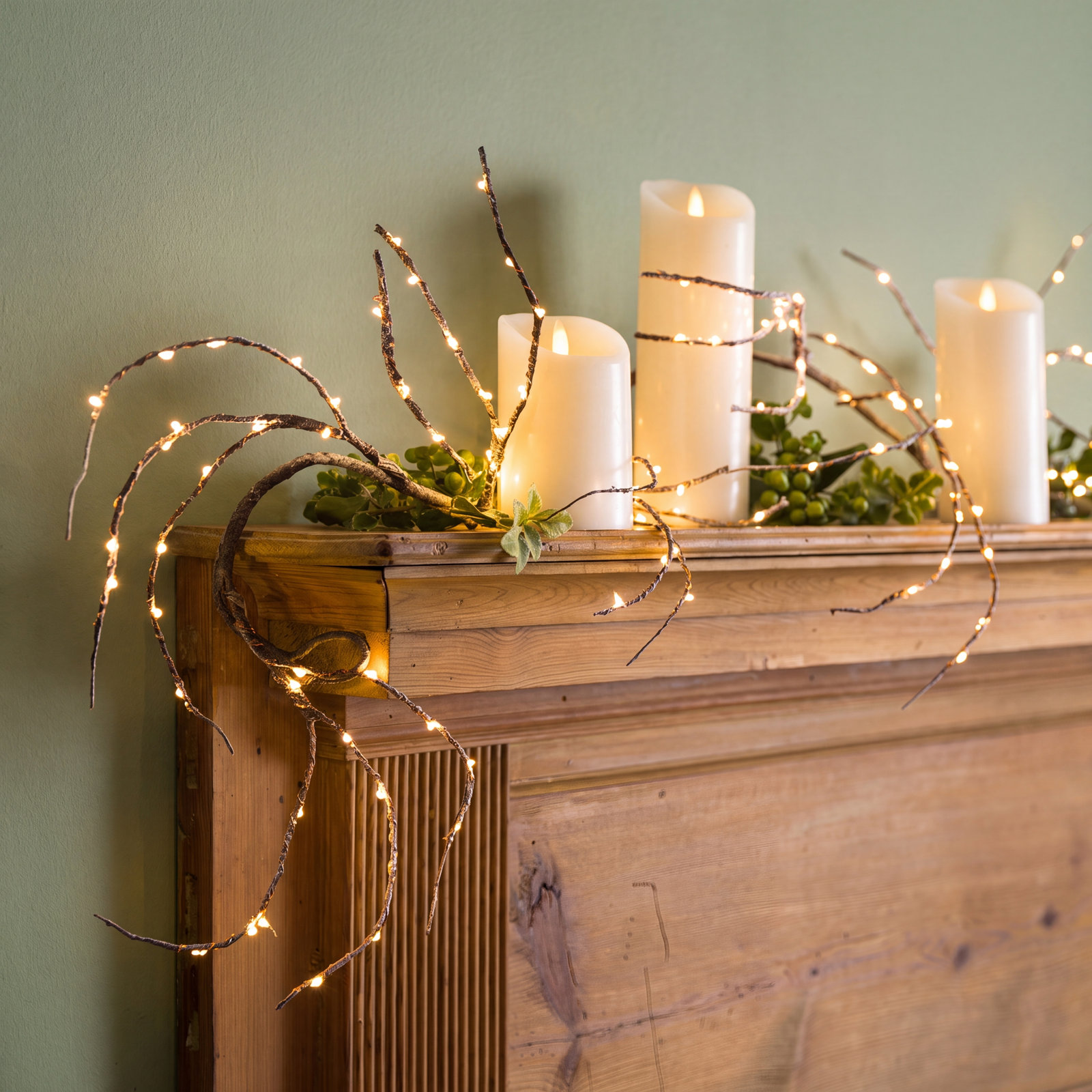 60'' in. Lighted Faux Birch Garland