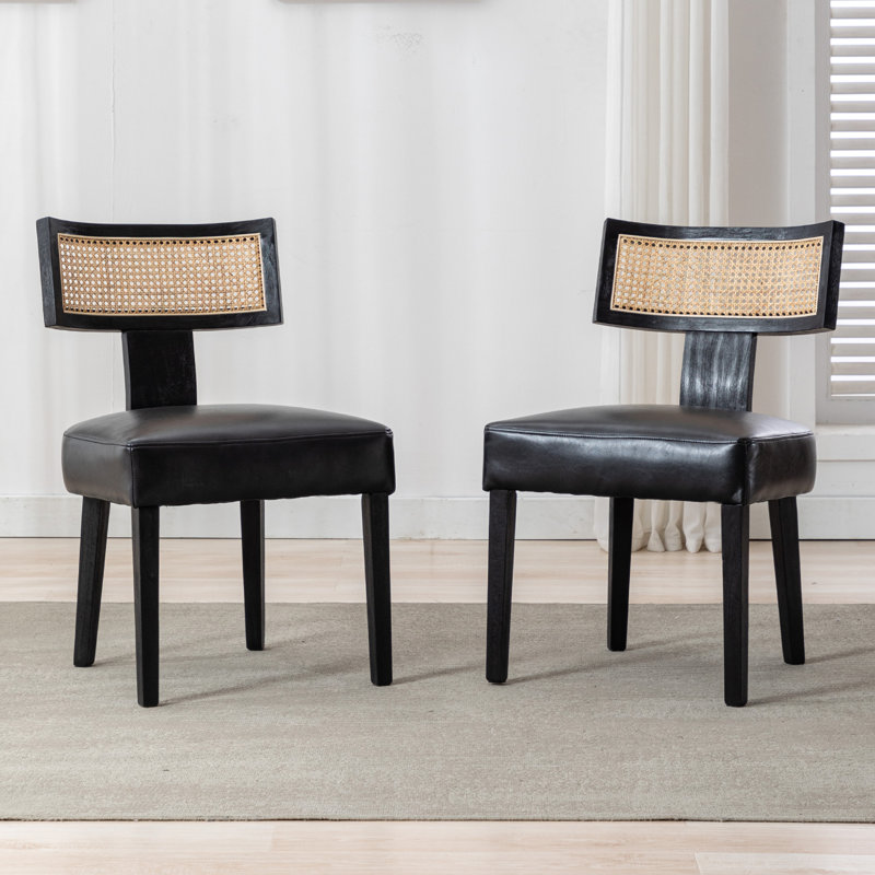 Chaises de salle à manger rembourrées Farhat, Bois, Noir, noir, noir, noir