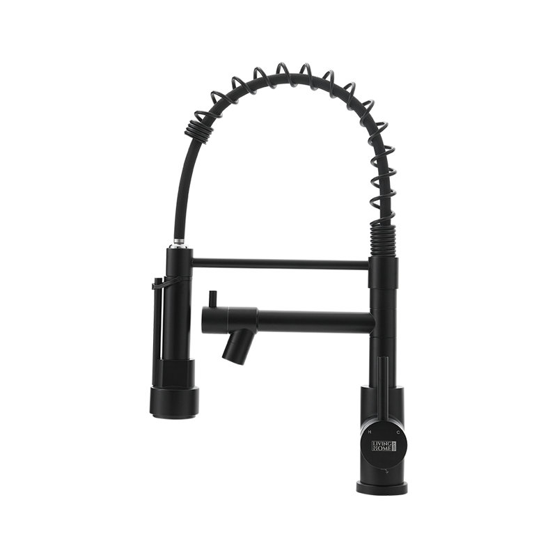 Belfry Kitchen Lippencott Pull Down Kitchen Faucet, Black