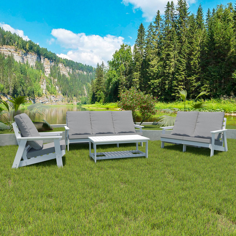 HIPS All-Weather Outdoor Single Sofa With Cushion, White/Grey