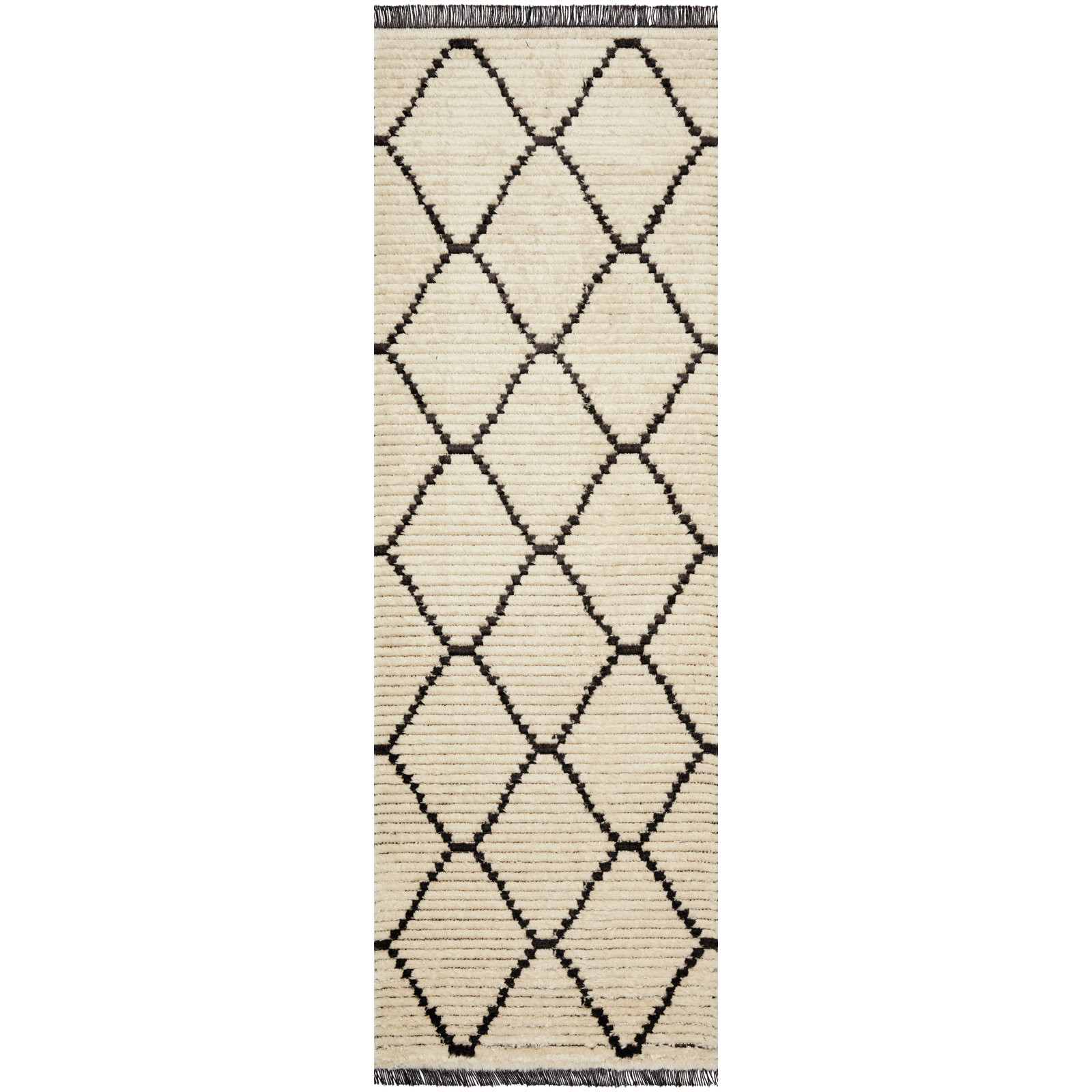 Chris Loves Julia x Loloi Alice Geometric Cream/Charcoal Rug, Runner 2'7" x 8'