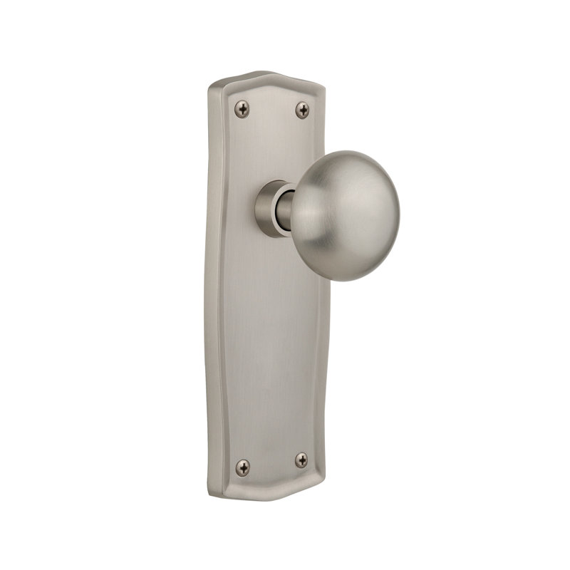 Prairie Plate with New York Door Knob, 2 3/4, Satin Nickel