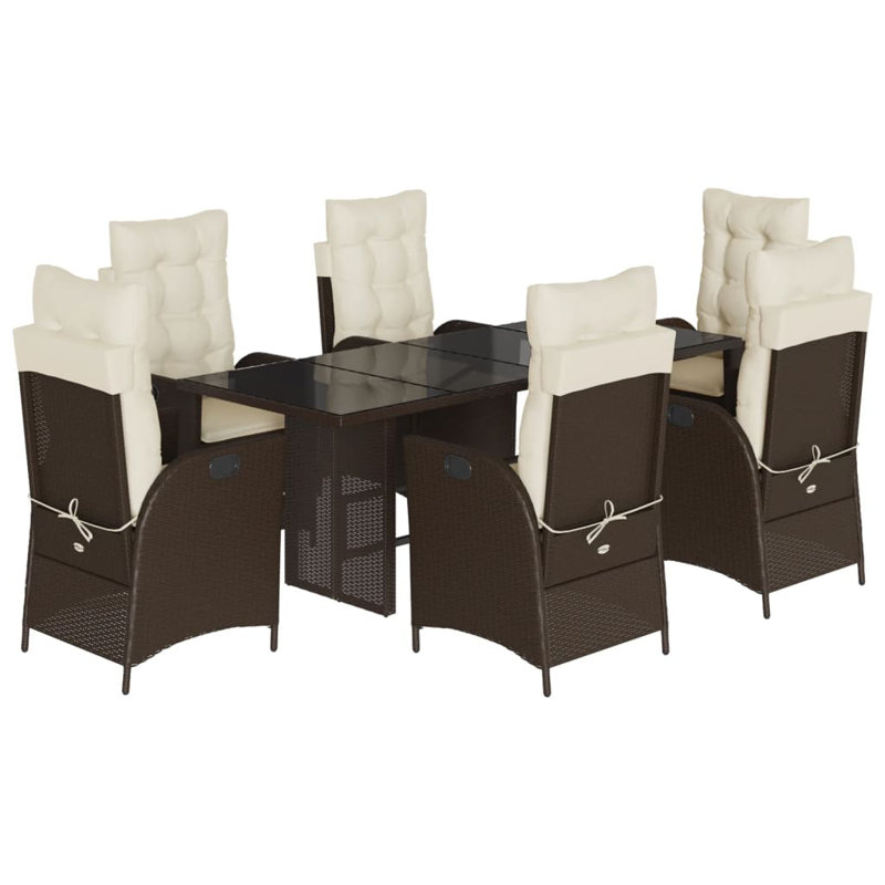  Garden Dining Set Brown, Cream White