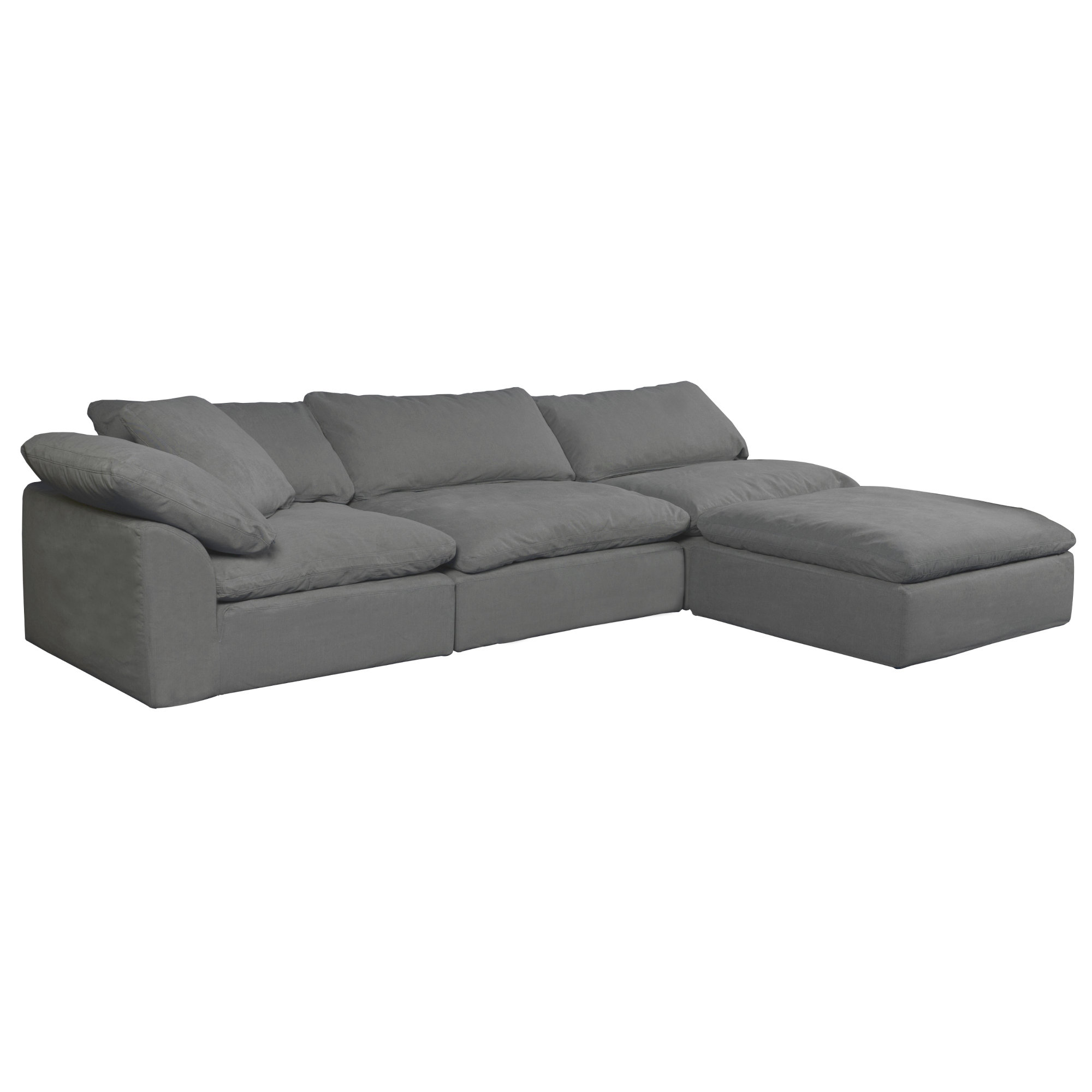 Sunset Trading Contemporary Puff Collection 4PC Slipcovered Modular  Sectional Sofa with Ottoman | Performance Fabric Washable Water-Resistant