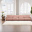 Spacious 4 Seat Sectionals, Wood Frame Modern Pink Sofa For Home