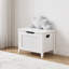 Wooden Storage Bench with Upholstered Cushion, 60cm Lift-Top Storage Chest with Safety Hinges, Entryway Shoe Bench & Toy Box for Bedroom Living Room Kids Room, White