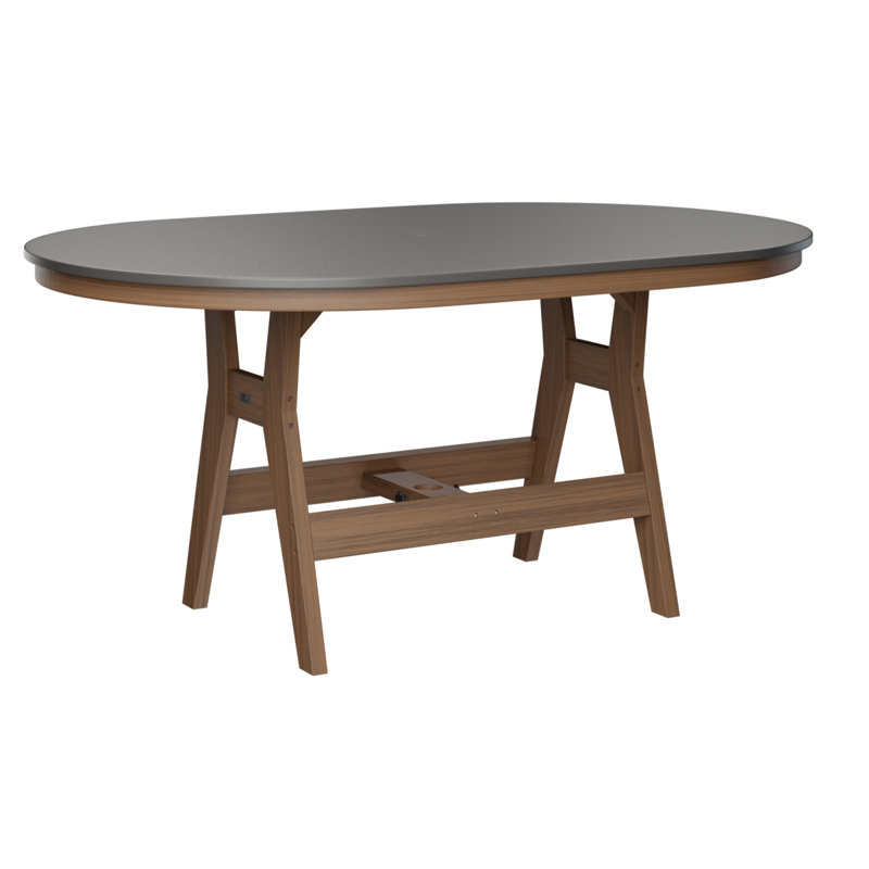 Table de bar berlinoise Berlin, Acajou antique, Acier inoxydable martelé, H 38,87 po x l 64 po x P 44 po