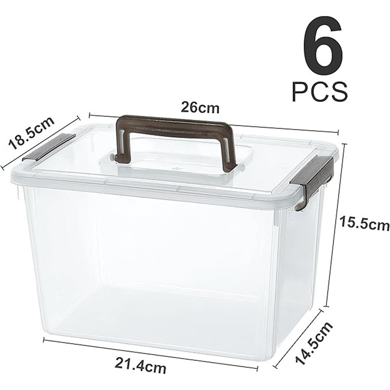 Citylife 6 Packs 6 Qt Plastic Storage Bins With Latching Lids Clear Storage Box With Handle Stackable Storage Containers For Organizing Snacks, Crafts, Toys, Tools