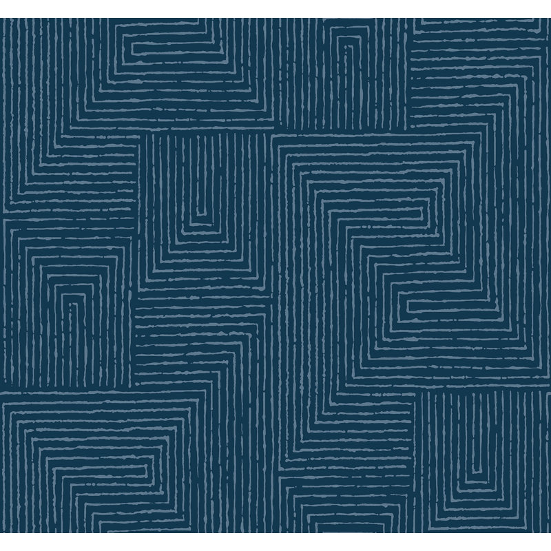 Papier peint géométrique Mortenson, Bleu marine