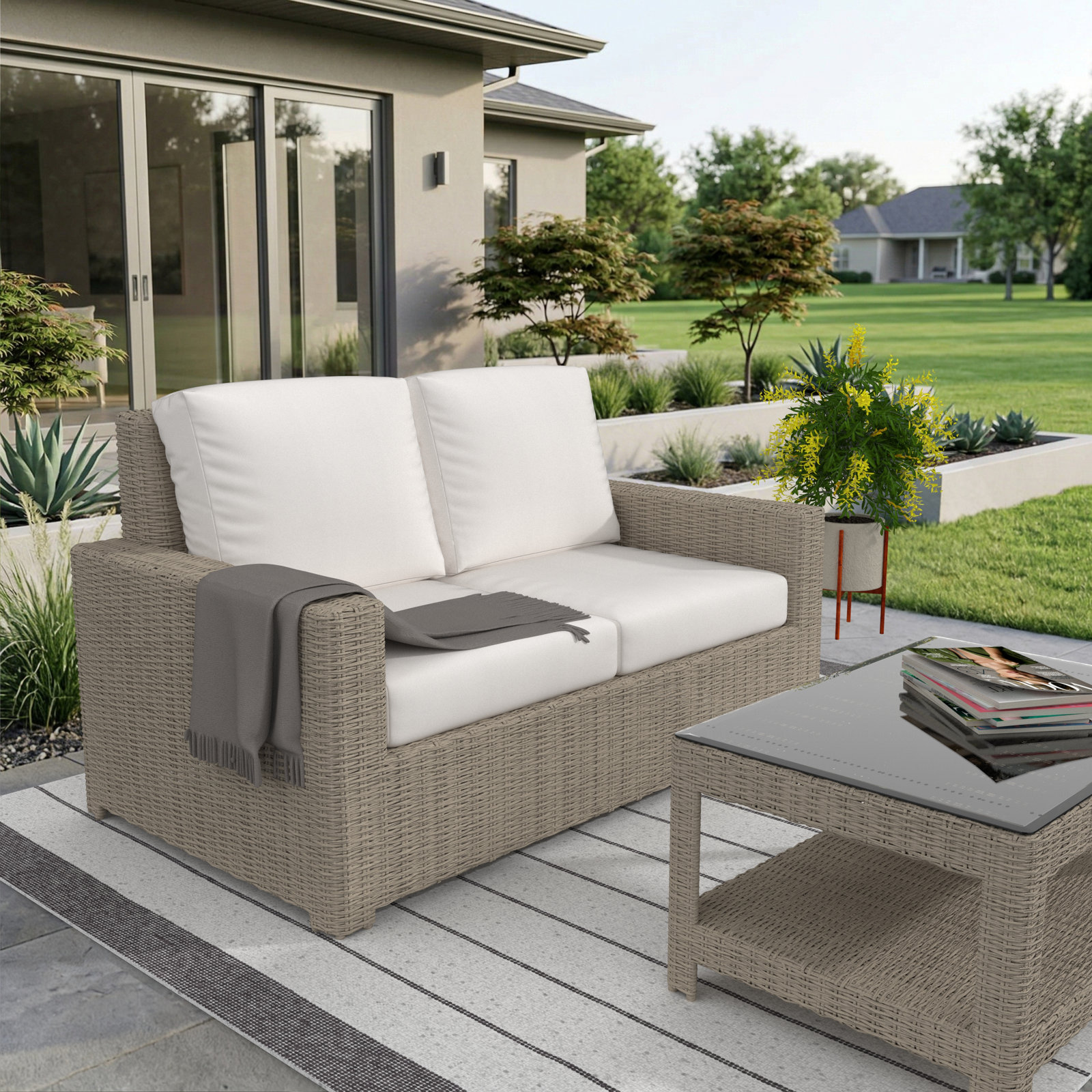Henri 61" Sunbrella® Patio Loveseat, Canvas Natural