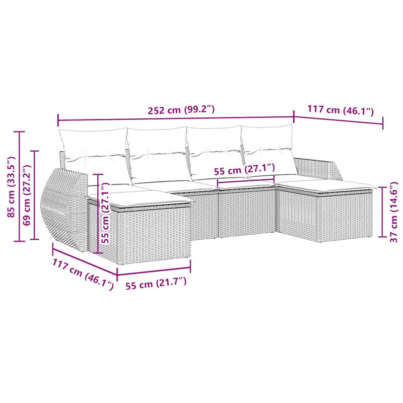 Ensemble de canapé de jardin Vidaxl