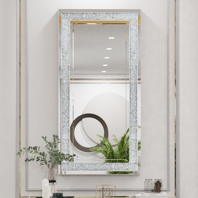 Rectangle Beveled Glass Framed Mirror Bathroom Vanity Mirror Decorative Wall Accent Mirror, No