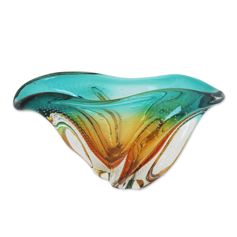 Bol décoratif en verre Kaleem en vert / jaune / transparent