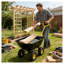 Chariot de jardin robuste à 4 roues avec pneus pneumatiques - Camion à benne basculante pliable en acier poly pour travaux extérieurs