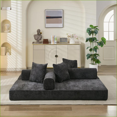 Canapé-lit convertible Sofas, canapé pliable en chenille pour le salon, la chambre et le studio | Chenille noire