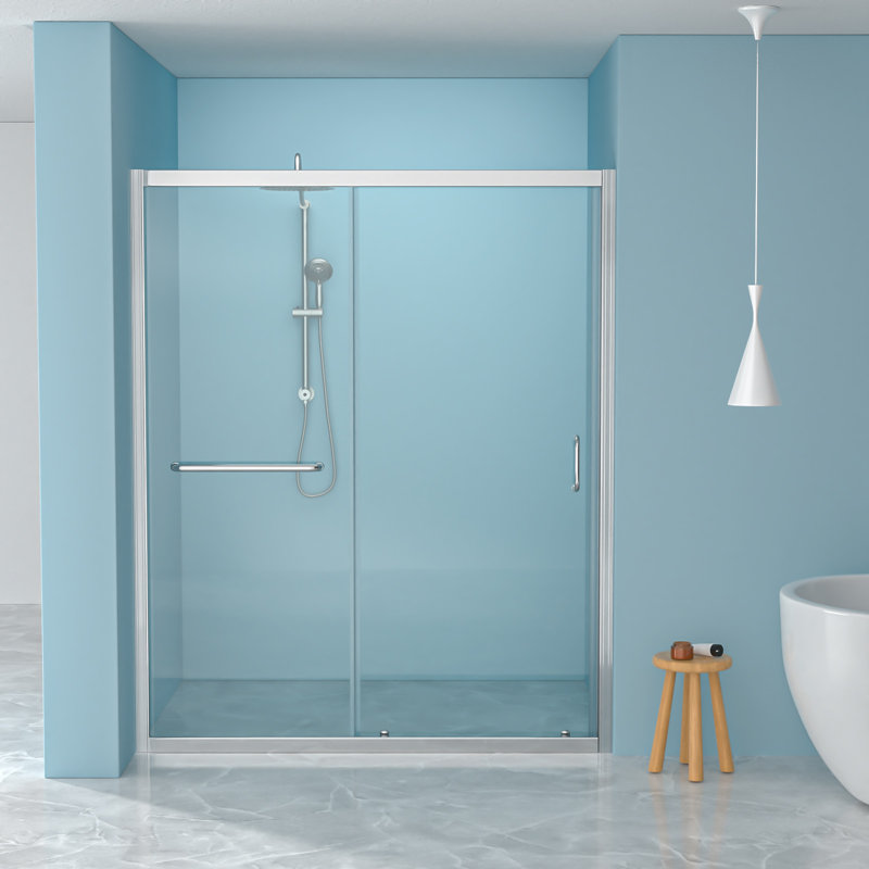 Paroi de douche coulissante simple l 48 po x H 72 po, 1/4 po (6 mm), chrome, Chrome chrome