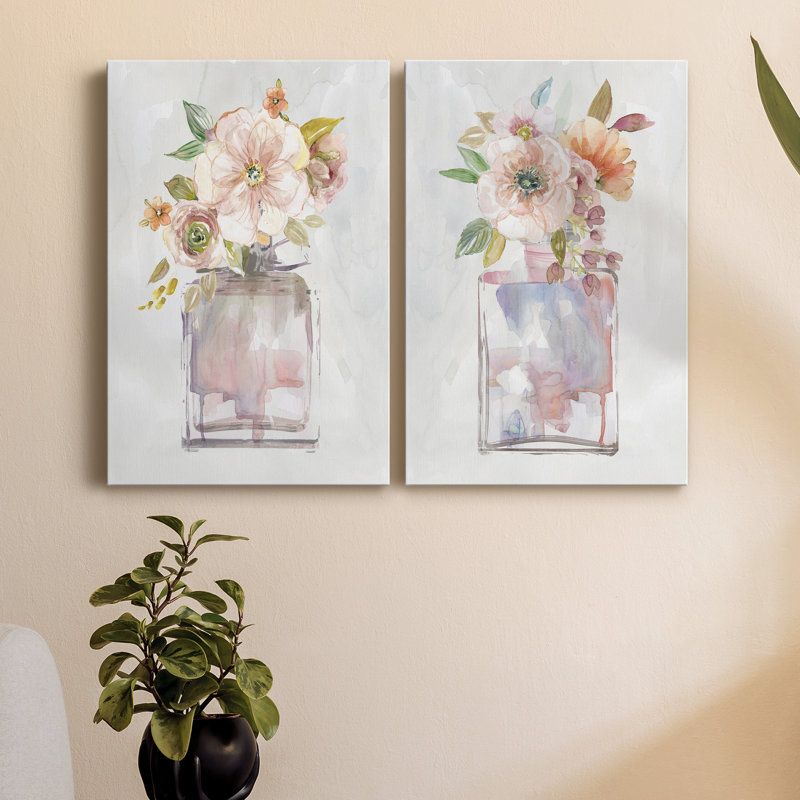 Mini Bouquet I - Ensemble de 2 toiles tendues, H 60 po x l 80 po x P 2 po